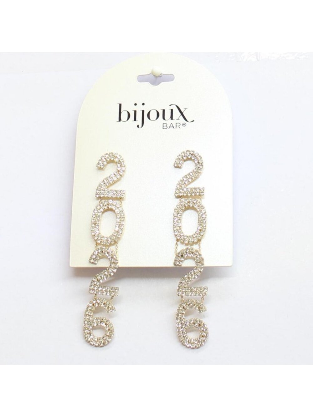 NWT Bijoux Bar Dangly 2026 Rhinestone Post Earrings Gold / Silver Gray 3"